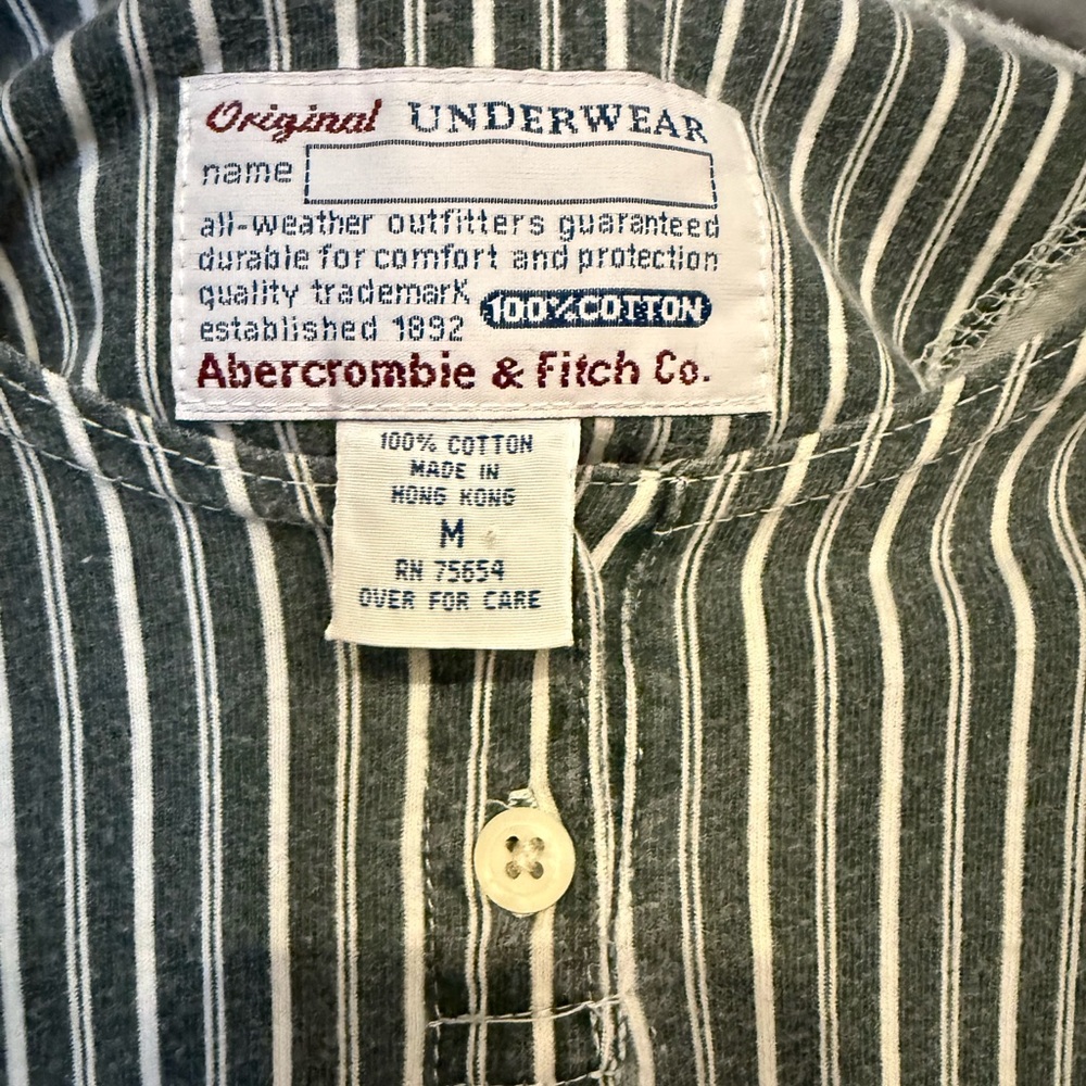 Vintage Abercrombie & Fitch Striped Long Sleeve Henley Top Like New! - Picture 2 of 8